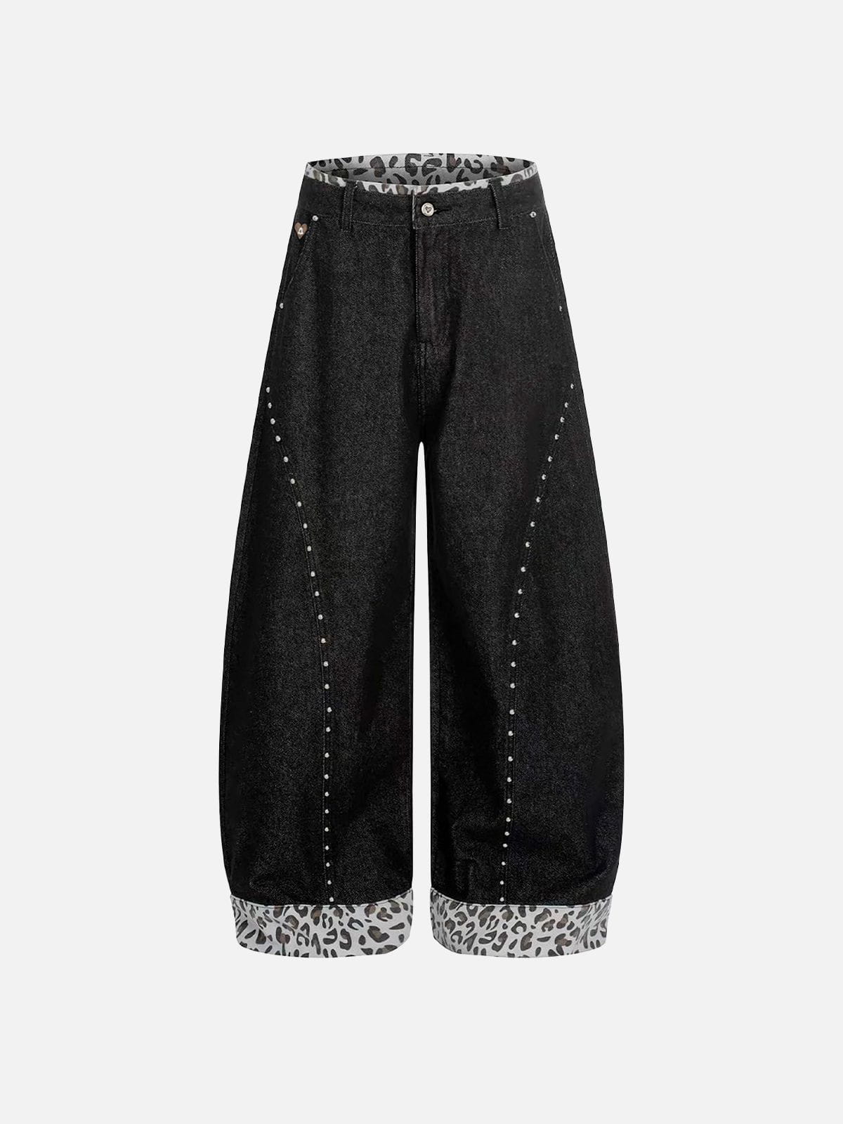 Aelfric Eden Leopard Cuff Baggy Barrel Jeans