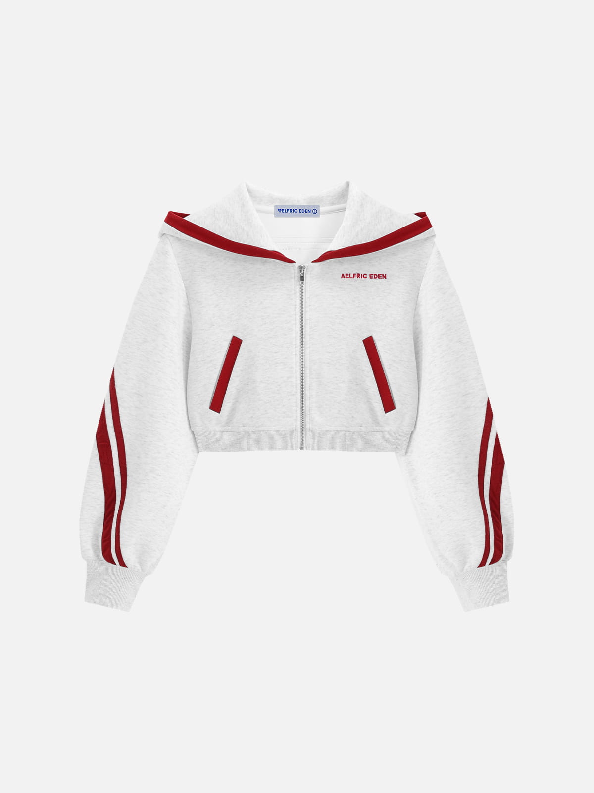 Aelfric Eden Cropped Contrast Stripe Zip Up Hoodie