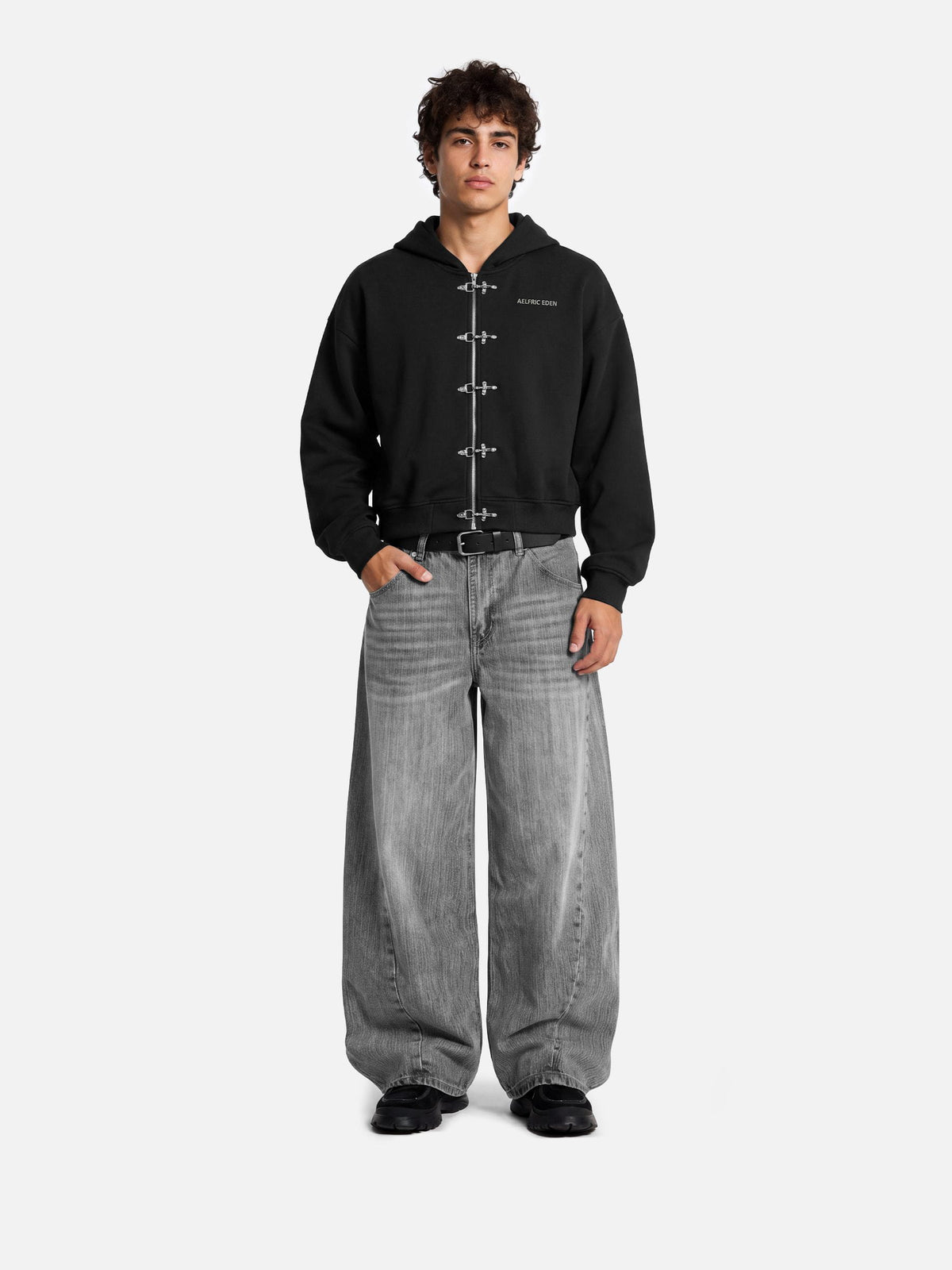 Aelfric Eden Boxy Fireman Clasp Zip Up Hoodie
