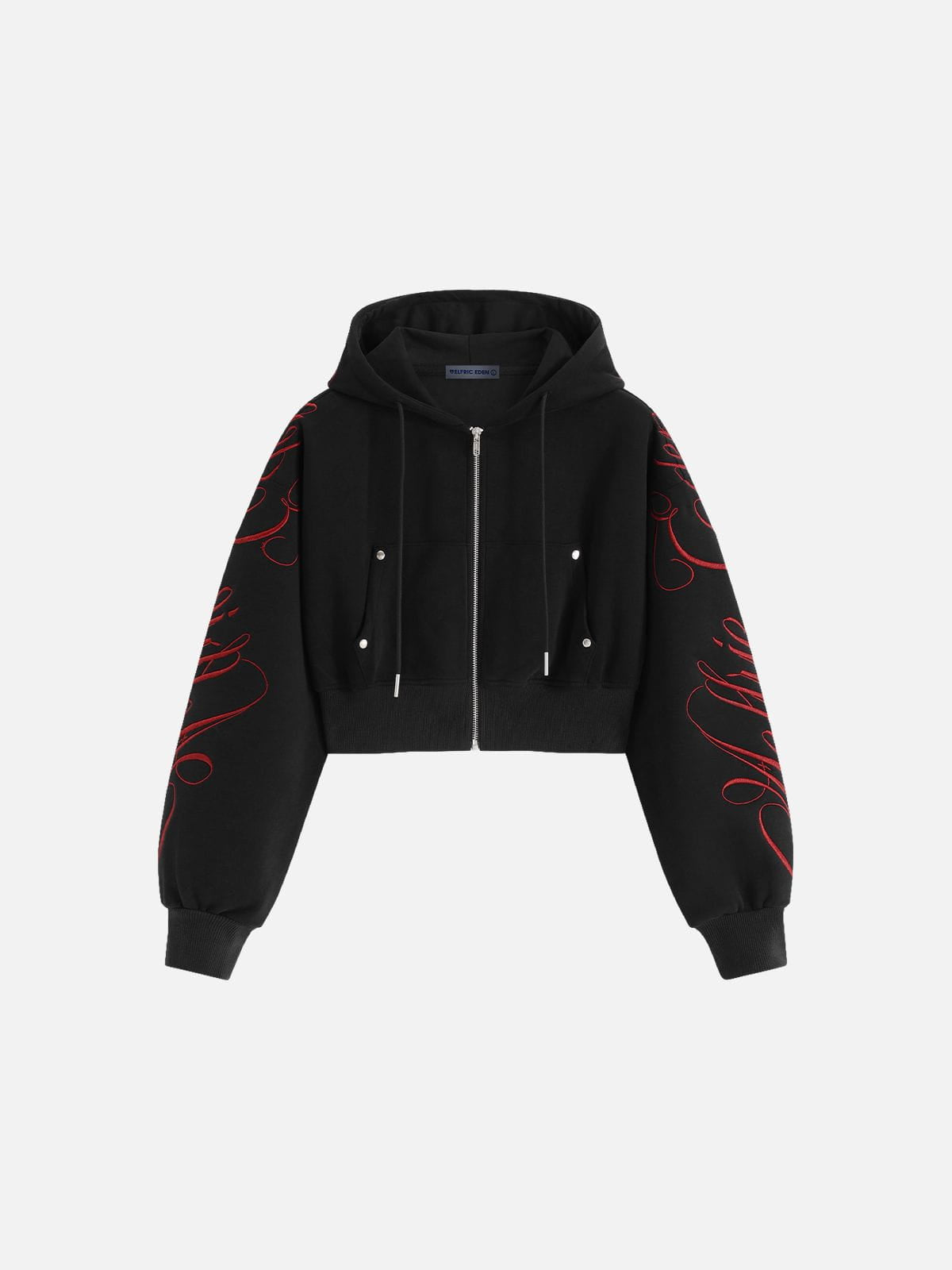 Aelfric Eden Boxy Script Embroidery Zip Up Hoodie