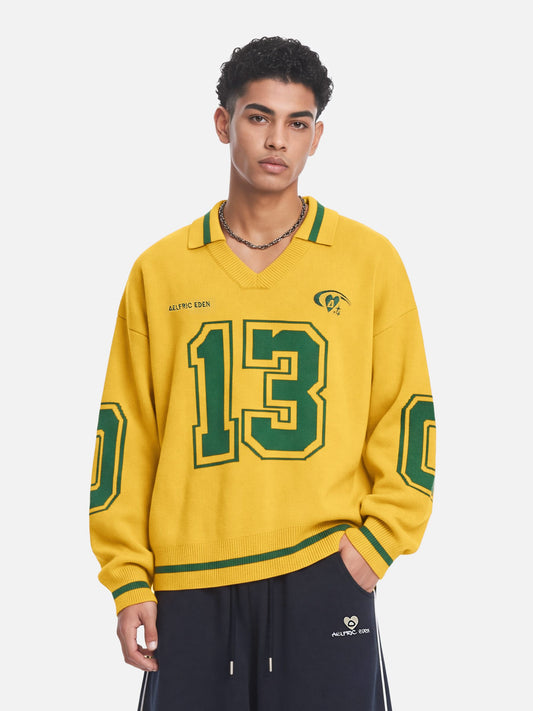 Aelfric Eden Number Graphic Polo Sweater