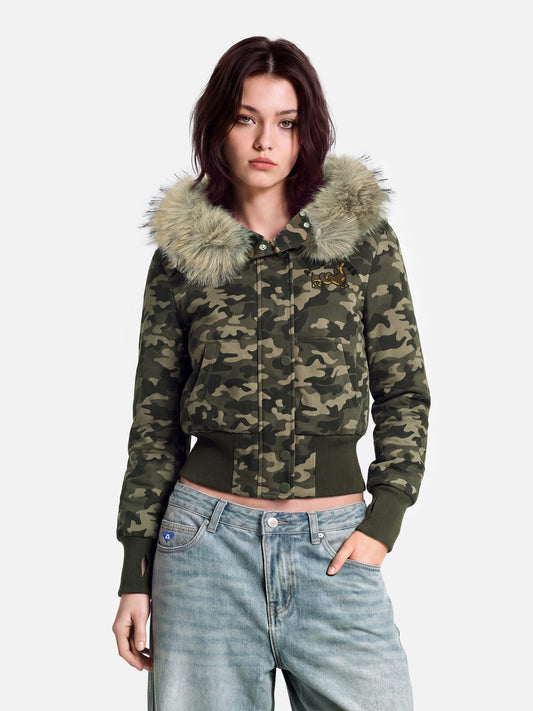 Aelfric Eden CAMO Faux Fur Zip Up Hoodie