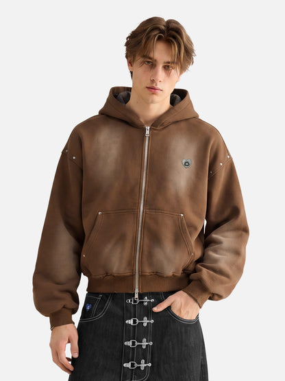 Aelfric Eden Boxy Studded Zip Up Hoodie