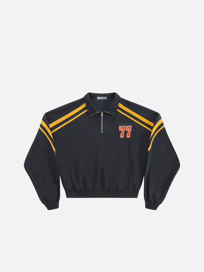 Aelfric Eden Boxy Stripe Panel 77 Quarter-Zip Sweatshirt