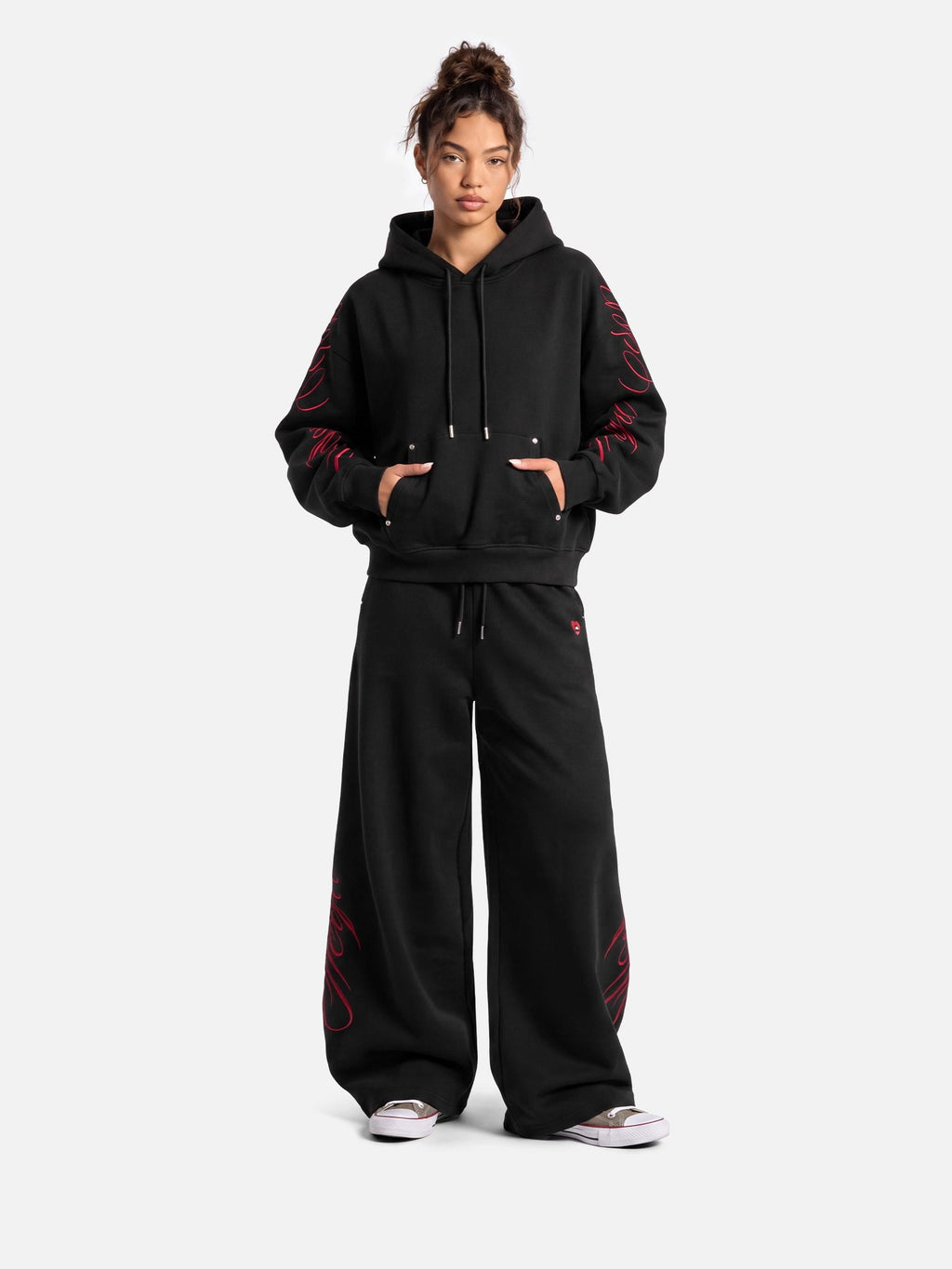 Aelfric Eden Boxy Script Embroidery Pullover Hoodie