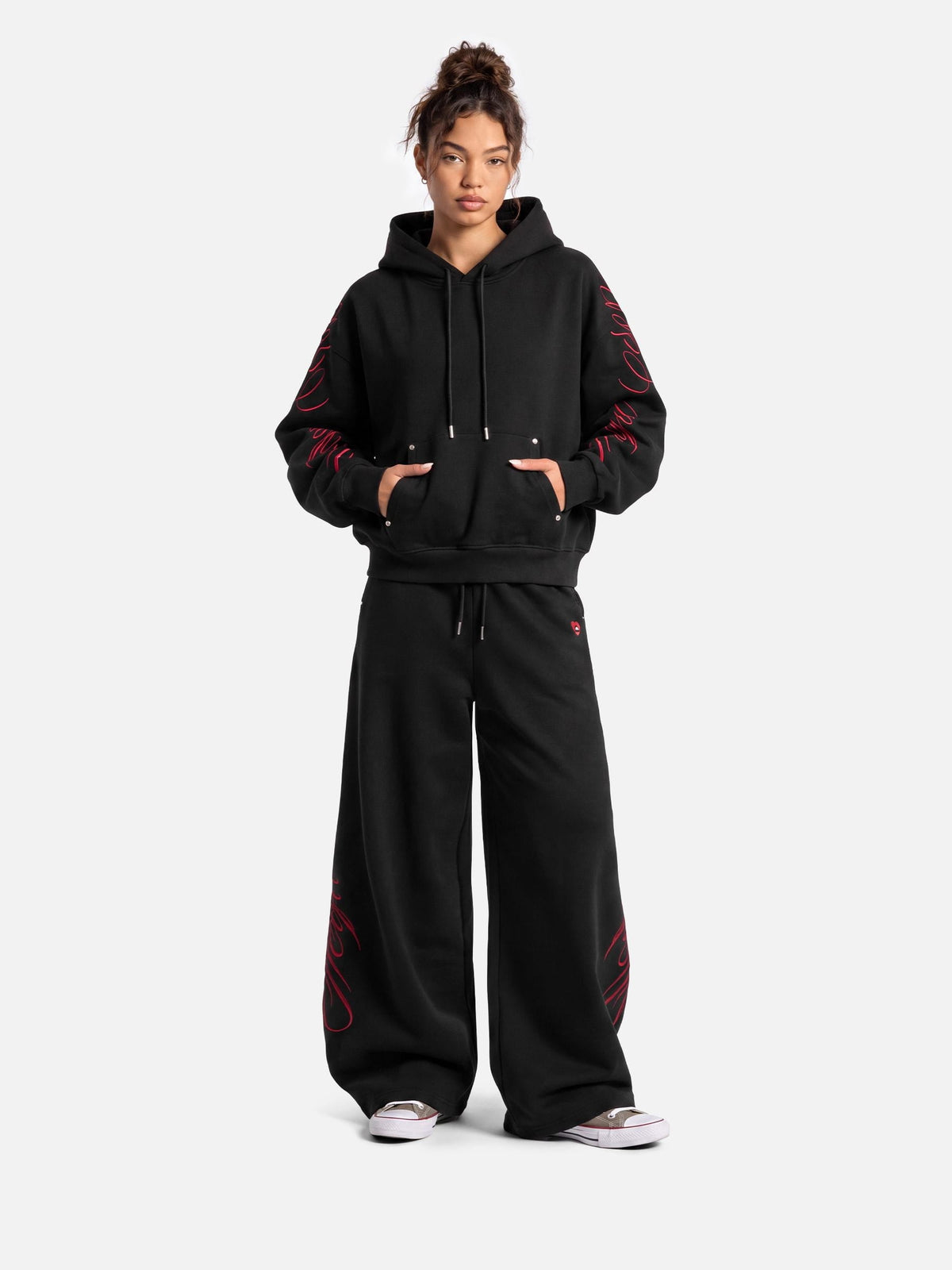 Aelfric Eden Boxy Script Embroidery Pullover Hoodie