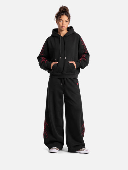 Aelfric Eden Boxy Script Embroidery Pullover Hoodie