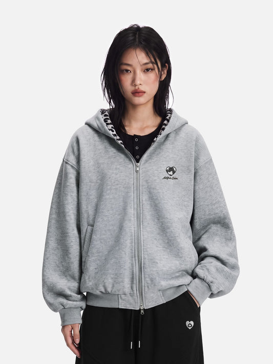 Aelfric Eden Reversible Leopard Zip Up Hoodie
