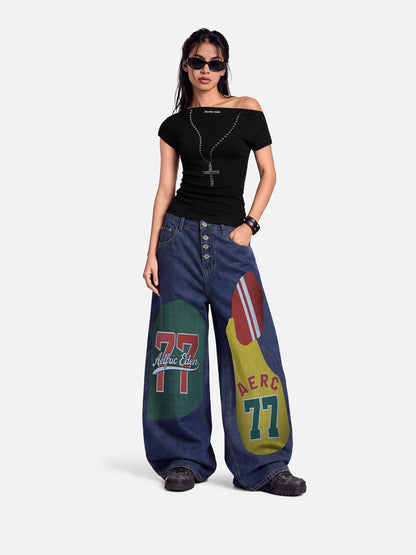 [Pre-Order] Aelfric Eden Jersey Patchwork Baggy Barrel Jeans