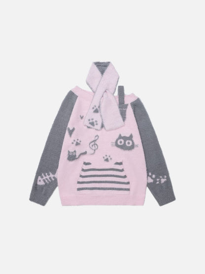[Pre-Order] Aelfric Eden Cat Off-The-Shoulder Sweater