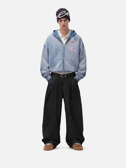 Aelfric Eden Pinstripe Baggy Barrel Jeans