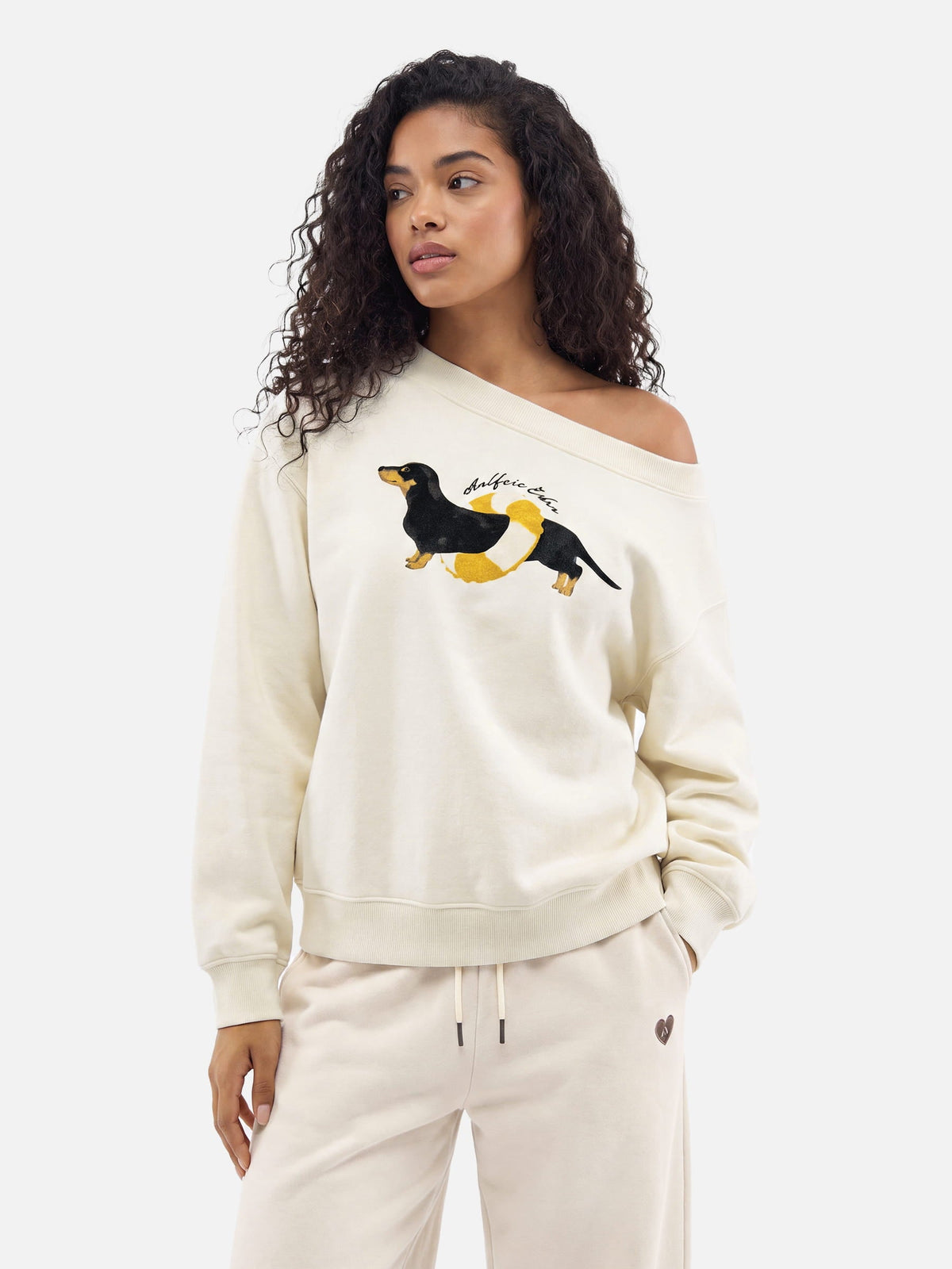 Aelfric Eden Dachshund Off-The-Shoulder Sweatshirt
