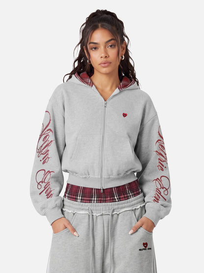 Aelfric Eden Boxy Script Graphic Zip Up Hoodie