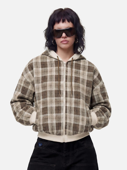 Aelfric Eden Boxy Reversible Plaid Zip Up Hoodie