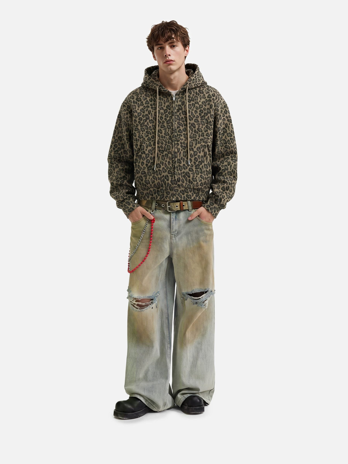 Aelfric Eden Boxy Leopard Zip Up Hoodie