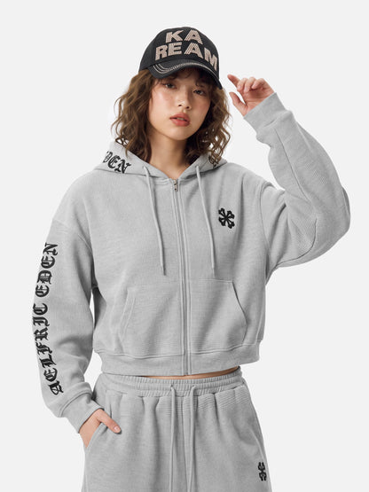 Aelfric Eden Boxy Waffle Zip Up Hoodie