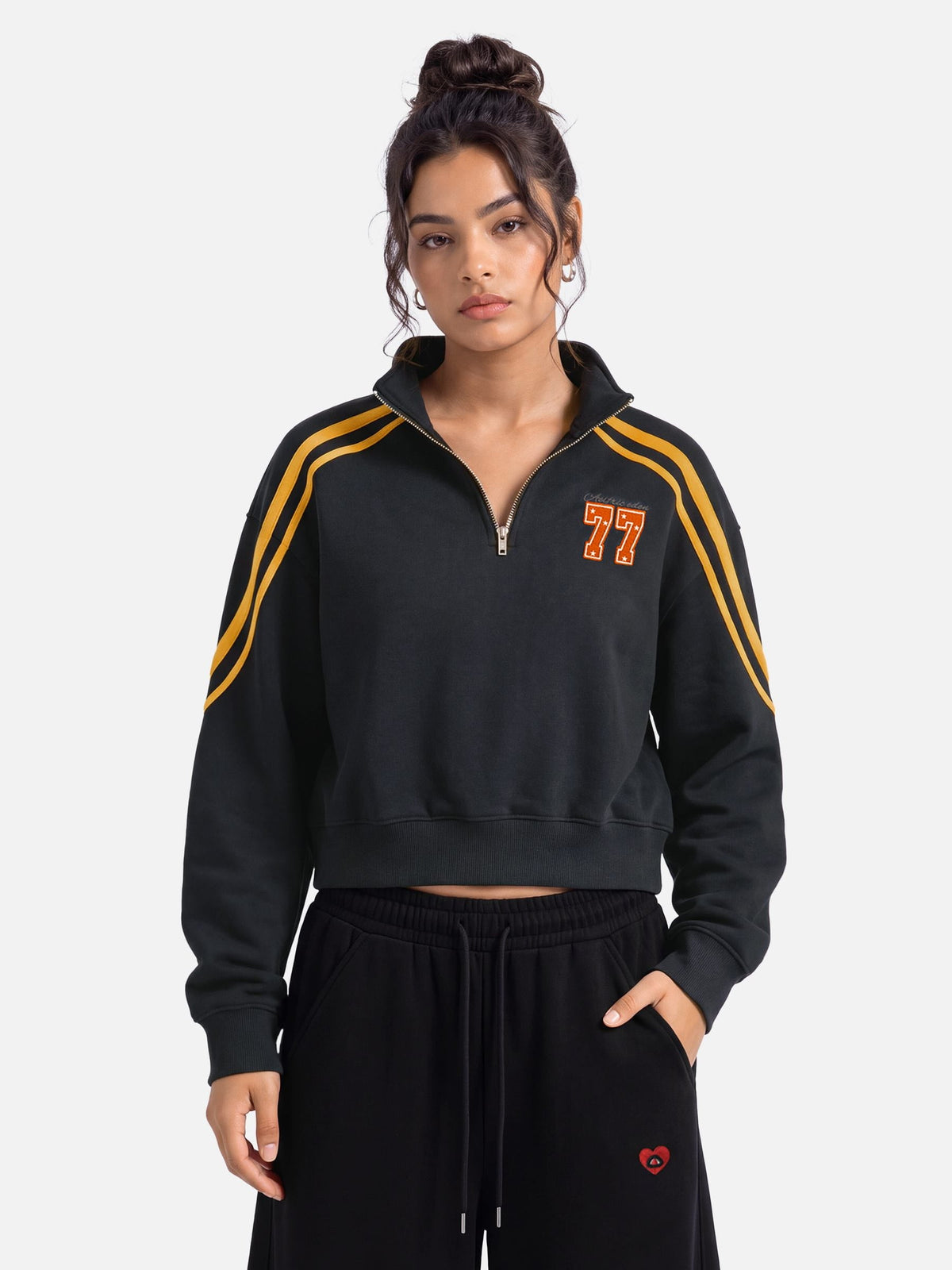 Aelfric Eden Boxy Stripe Panel 77 Quarter-Zip Sweatshirt
