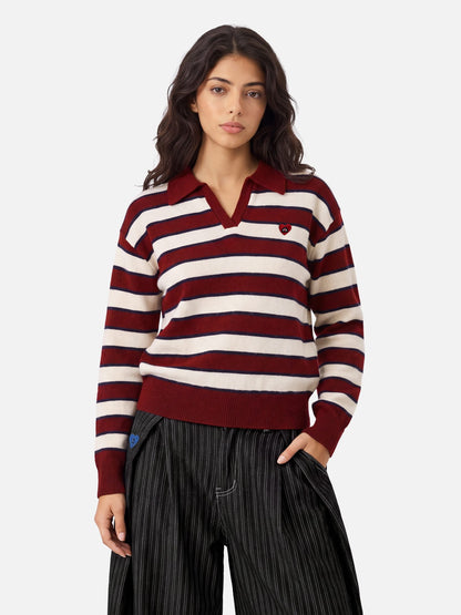 Aelfric Eden Polo Collar Striped Sweater
