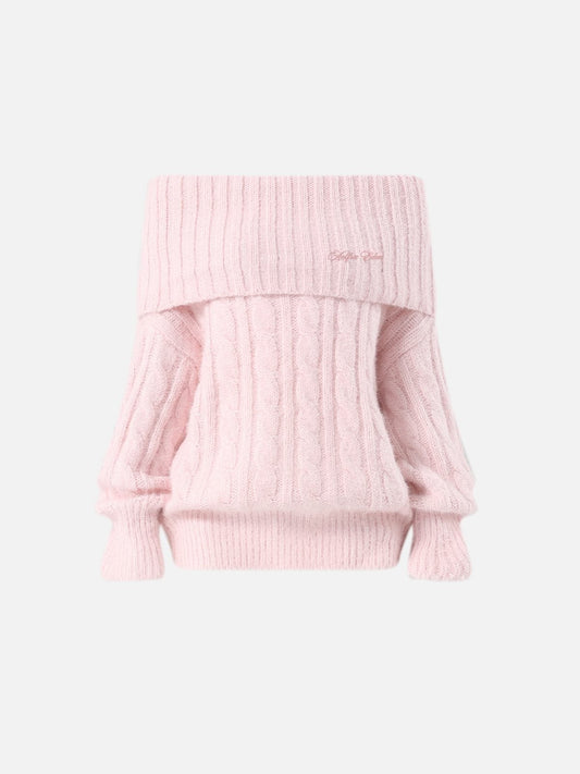 [Pre-Order] Aelfric Eden Cable Knit Off-The-Shoulder Sweater
