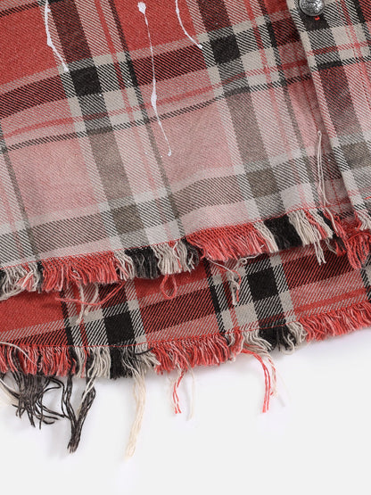 Aelfric Eden Plaid Distressed Long Sleeve Shirt