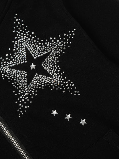 Aelfric Eden Rhinestone Star Zip Up Hoodie