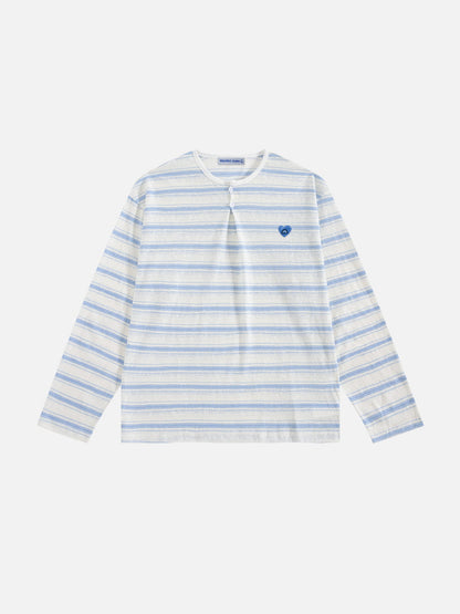 Aelfric Eden Striped Henley Long Sleeve Tee