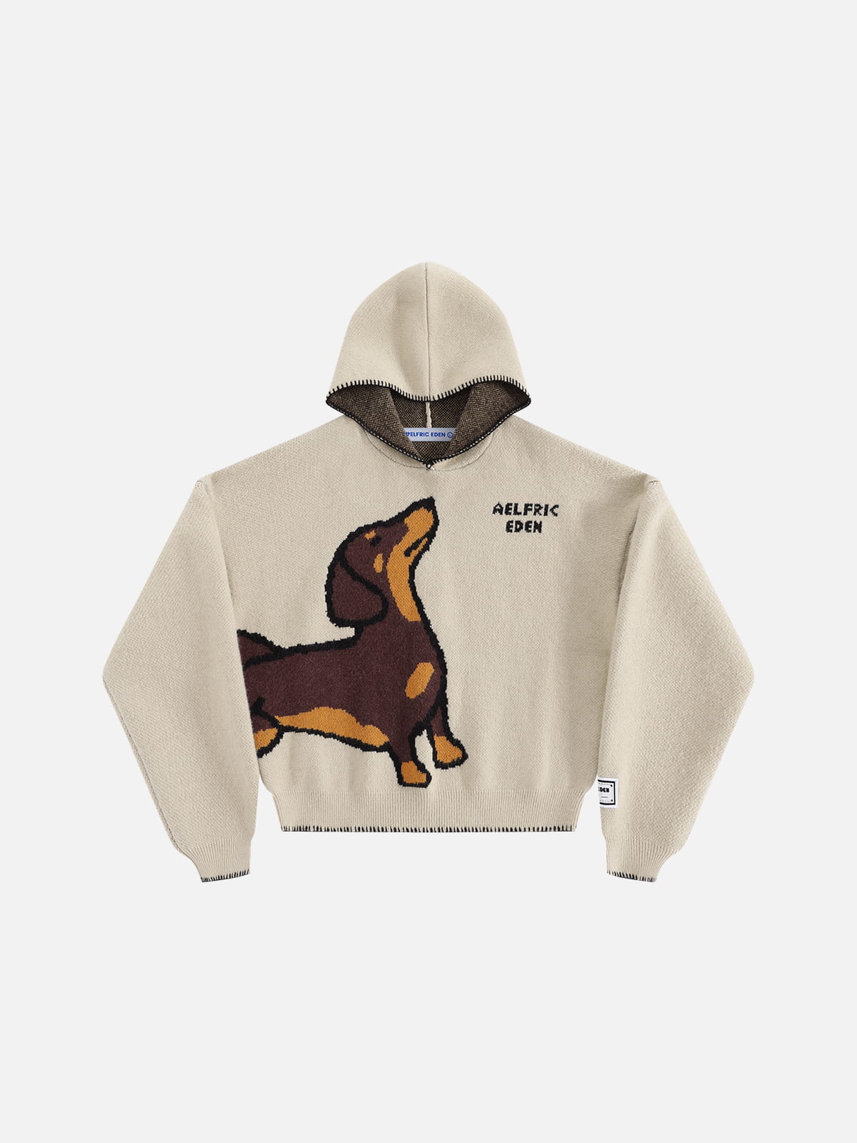 Aelfric Eden Boxy Dachshund Knit Pullover Hoodie