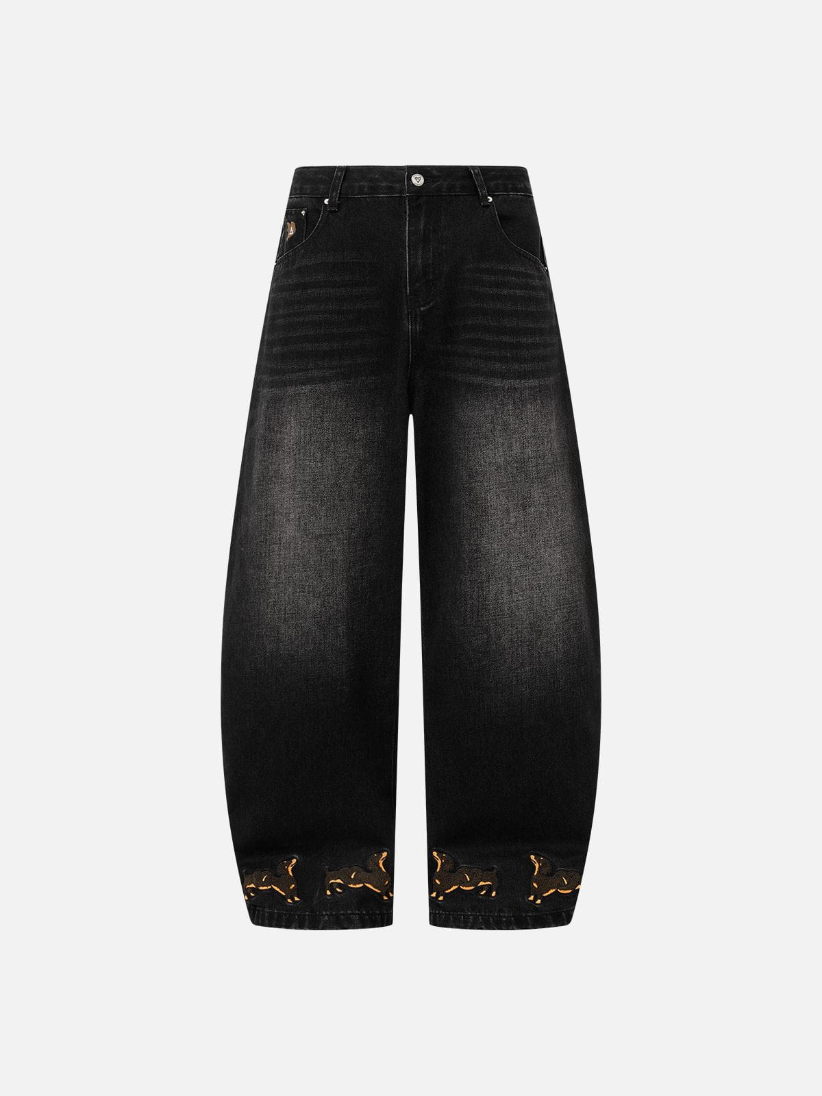 Aelfric Eden Dachshund Embroidery Baggy Barrel Jeans