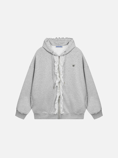 Aelfric Eden Lace Trim Zip Up Hoodie