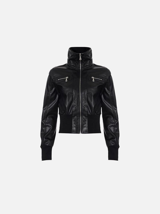 Aelfric Eden Stand Collar Faux Leather Jacket