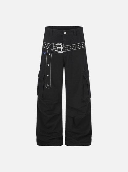 Aelfric Eden Belt Print Baggy Barrel Pants