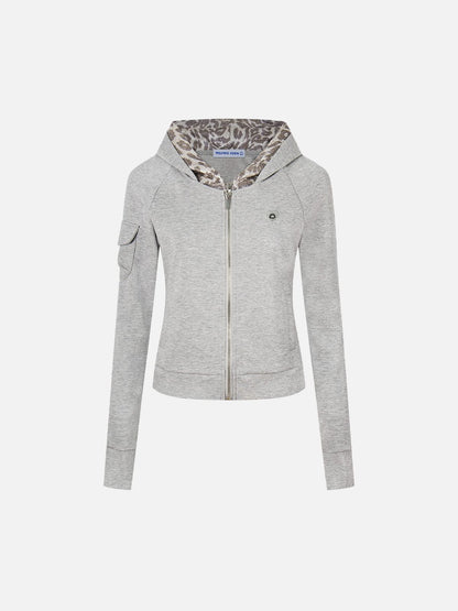 Aelfric Eden Leopard Panel Zip Up Hoodie