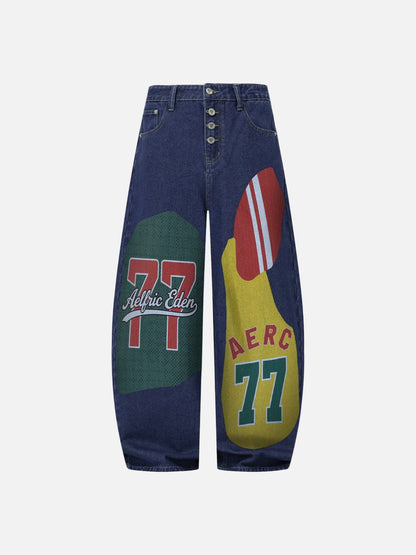[Pre-Order] Aelfric Eden Jersey Patchwork Baggy Barrel Jeans