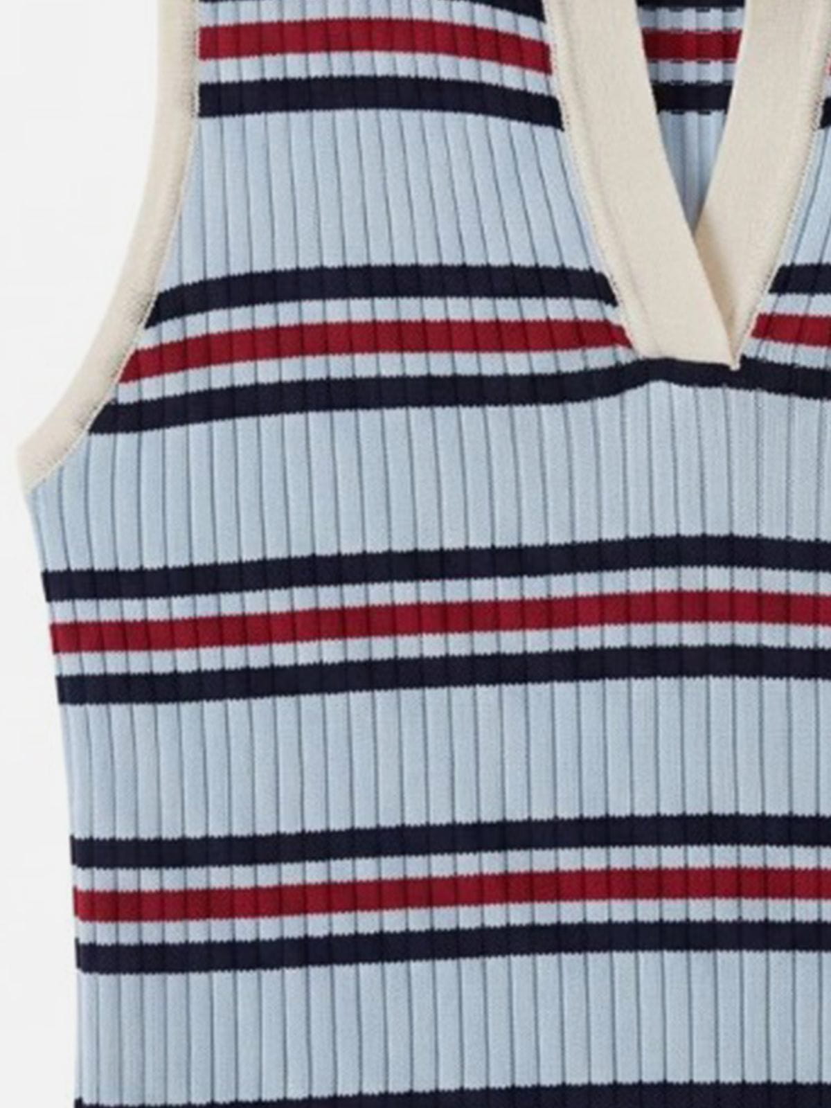 Aelfric Eden Striped Polo Collar Sweater Vest