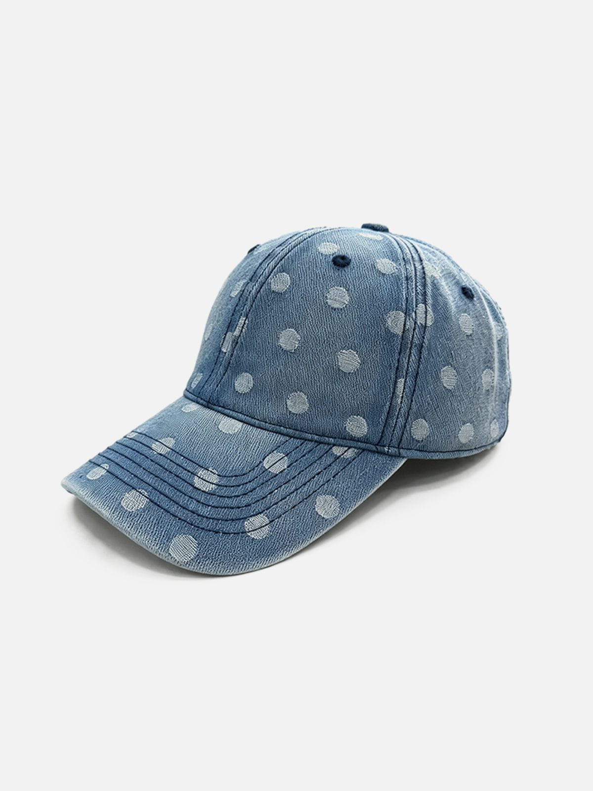 Polka Dot Denim Baseball Cap