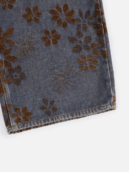 [Pre-Order] Aelfric Eden Flocked Floral Baggy Barrel Jeans