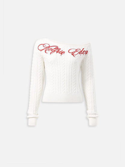Aelfric Eden Cable Knit Off-The-Shoulder Sweater