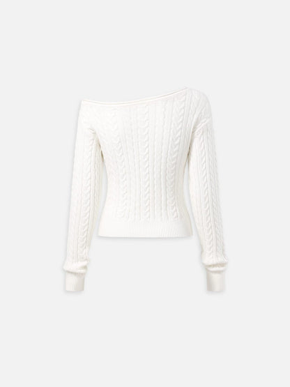 Aelfric Eden Cable Knit Off-The-Shoulder Sweater