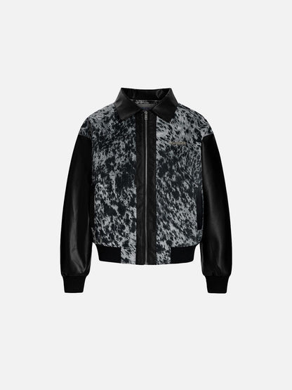 Aelfric Eden Leopard Panel Faux Leather Jacket