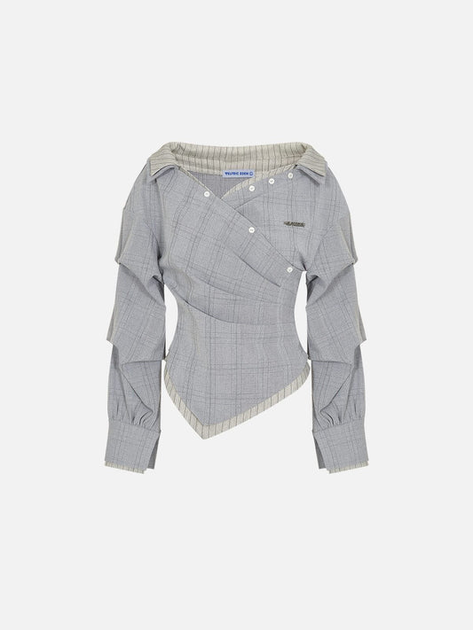 Aelfric Eden Pleated Off-The-Shoulder Long Sleeve Shirt