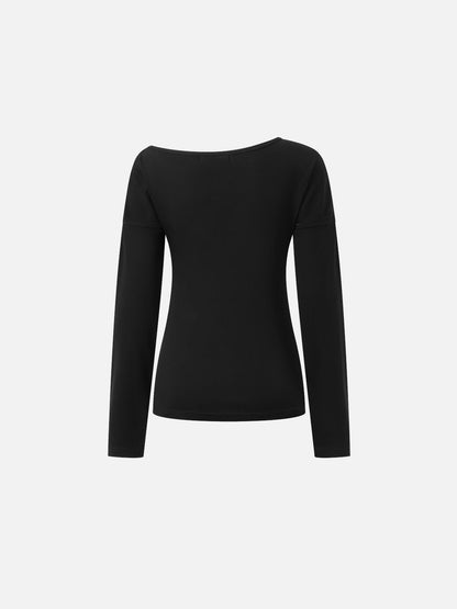 Aelfric Eden Studded Cross Off-The-Shoulder Long Sleeve Tee