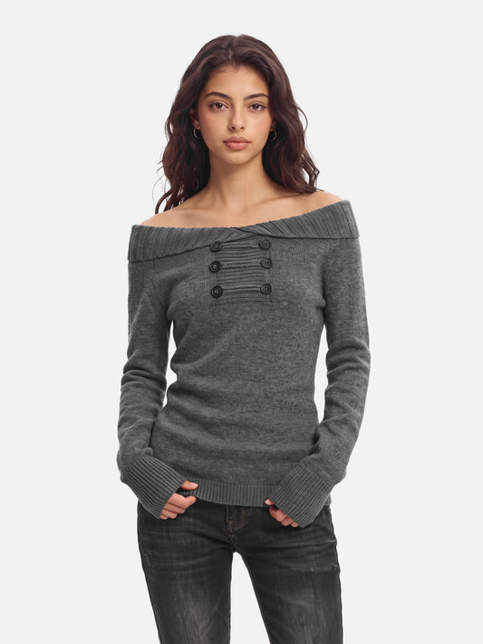 Aelfric Eden Ribbed Off-The-Shoulder Sweater