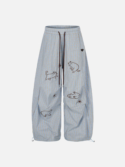 Aelfric Eden Embroidery Cat Baggy Barrel Sweatpants