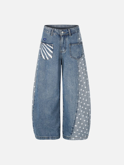 Aelfric Eden Star Graphic Baggy Barrel Jeans