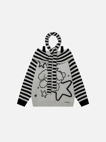 Aelfric Eden Cartoon Dog Off-The-Shoulder Sweater