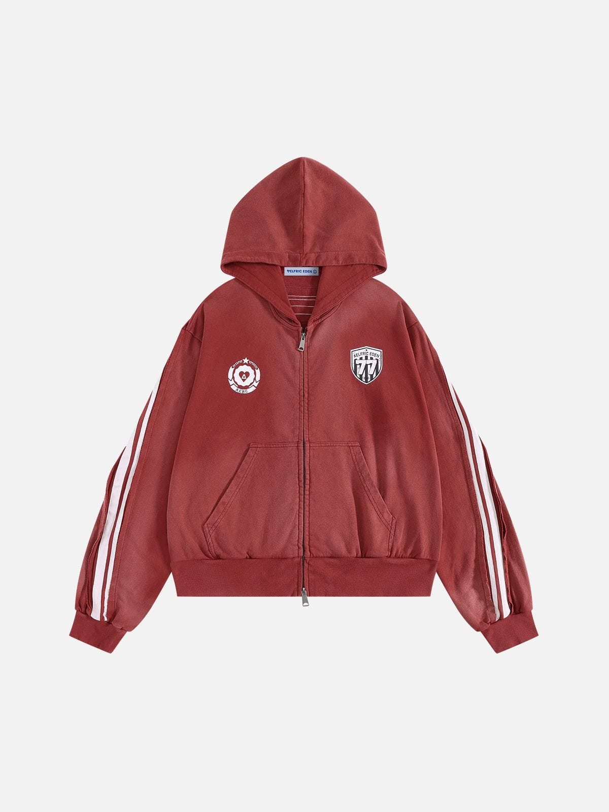 Aelfric Eden Boxy fit 77 Stripe Zip Hoodie – Acid Wash