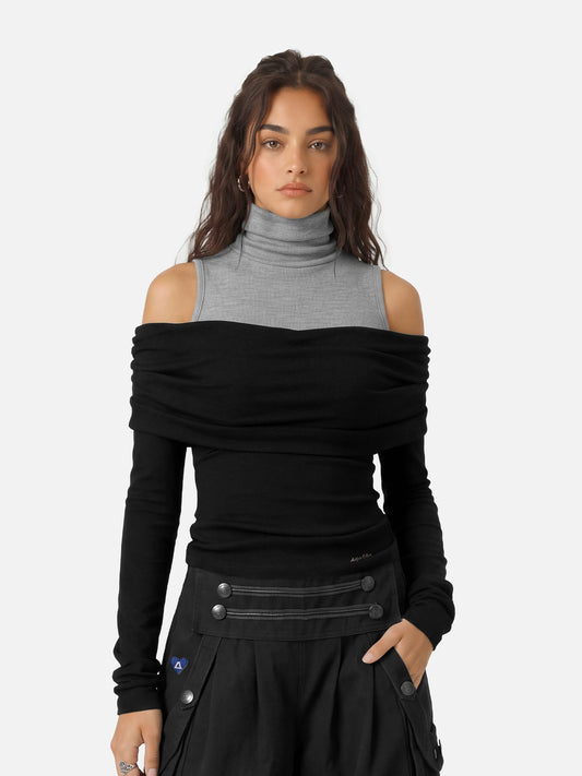 Aelfric Eden Layered Off-The-Shoulder Long Sleeve Tee