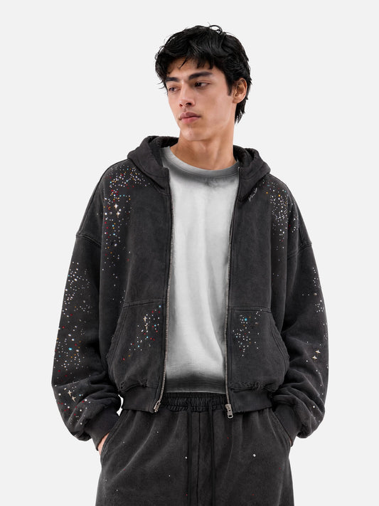 [Pre-Order] Aelfric Eden Boxy Rhinestone Zip Up Hoodie